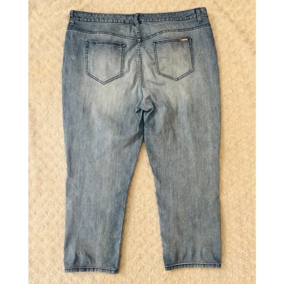 Jennifer Lopez Womens High Rise Cropped Medium Wash Cotton Denim Blue Jeans 18W - Picture 3 of 6